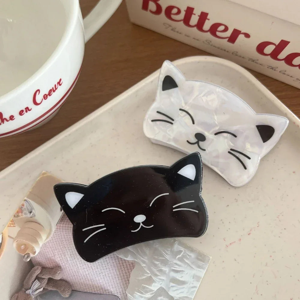 Cute Cat Face Acrylic Hair Clip (2.5 Inch) - TEVQA
