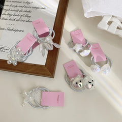 Iridescent Y2K Charm Hair Tie - 1.4 Inch Sparkly Silver Band