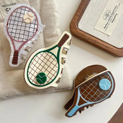 Tennis Racket Acetate Hair Claw Clip - 4 Inch Preppy Sporty Accessory - TEVQA