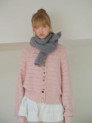 Soft Bouclé Wool Blend Knit Scarf