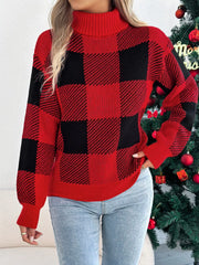 Buffalo Plaid Turtleneck Sweater - View 12 | TEVQA