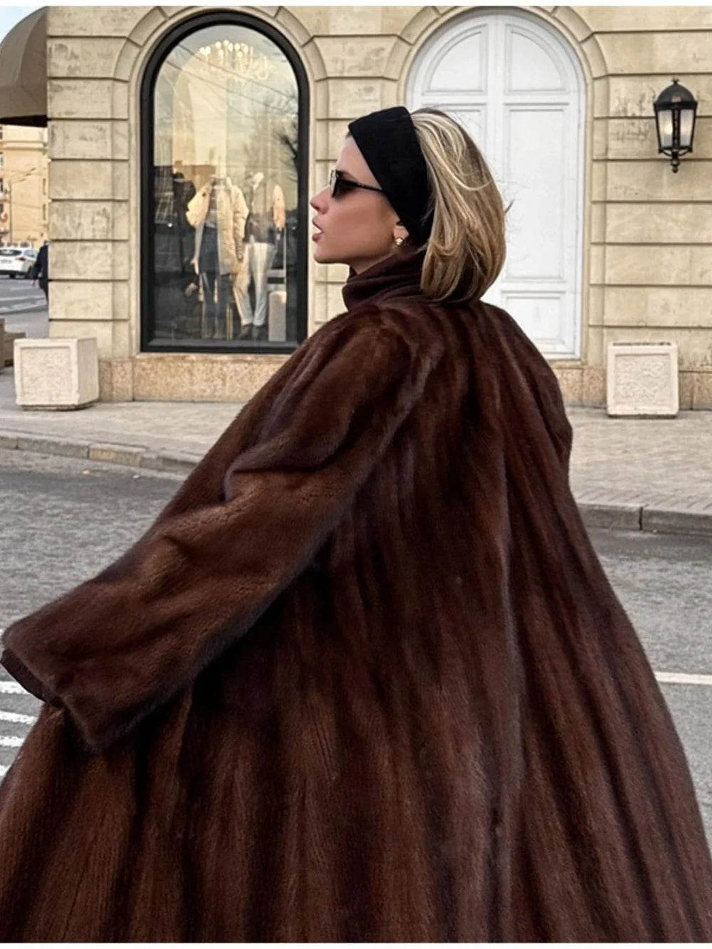 Regal Espresso Faux Sable Maxi Coat - View 6 | TEVQA