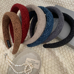 Classic Padded Tweed Headband - 1.2 Inch Wide Preppy Hair Band