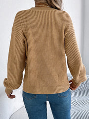 White Pointelle Knit Sweater - TEVQA