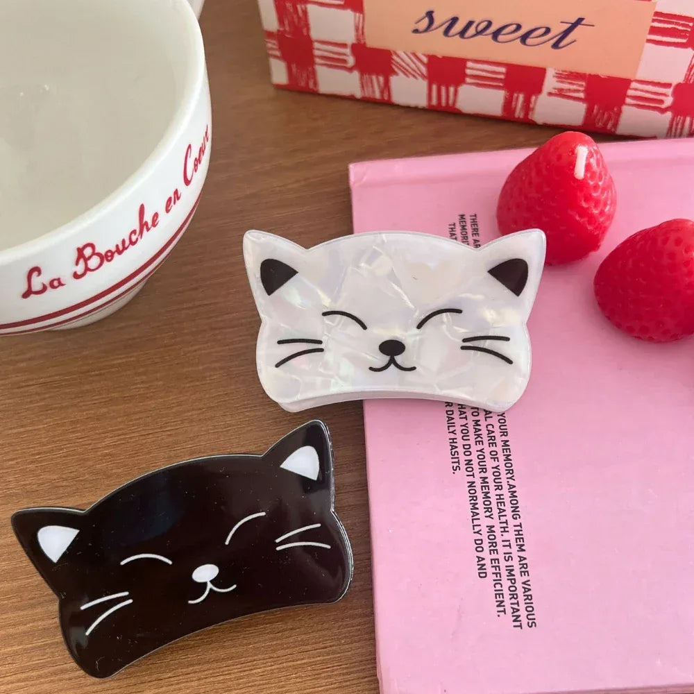 Cute Cat Face Acrylic Hair Clip (2.5 Inch) - TEVQA
