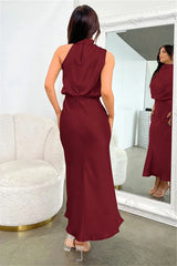 Satin Halter Neck Midi Dress - View 41 | TEVQA