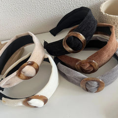 Wide Padded Headband with Tortoiseshell Buckle - 1.6 Inch