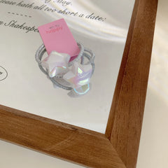 Iridescent Y2K Charm Hair Tie - 1.4 Inch Sparkly Silver Band