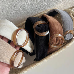 Wide Padded Headband with Tortoiseshell Buckle - 1.6 Inch