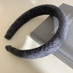 Classic Padded Tweed Headband - 1.2 Inch Wide Preppy Hair Band
