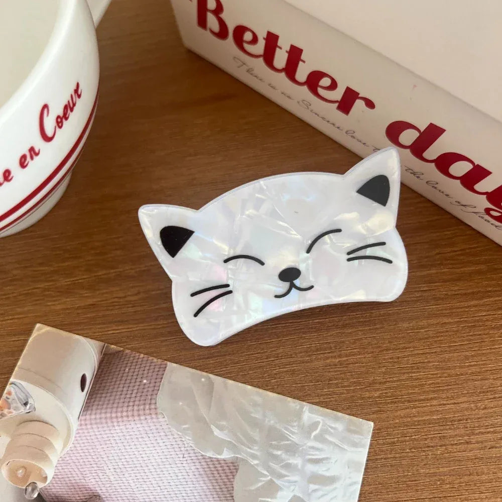 Cute Cat Face Acrylic Hair Clip (2.5 Inch) - TEVQA