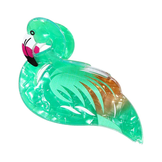 Whimsical Tropical Flamingo Acetate Hair Claw (3.1 Inch) - TEVQA