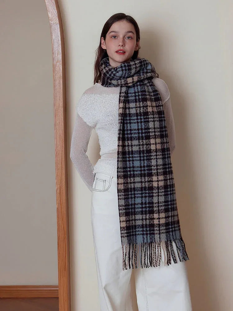 Vintage Academy Plaid Scarf - TEVQA