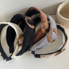 Wide Padded Headband with Tortoiseshell Buckle - 1.6 Inch