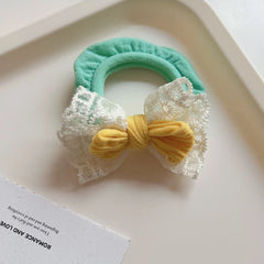 Dainty Lace Bow Scrunchie - 2.8 Inch Lightweight Pastel Hair Tie