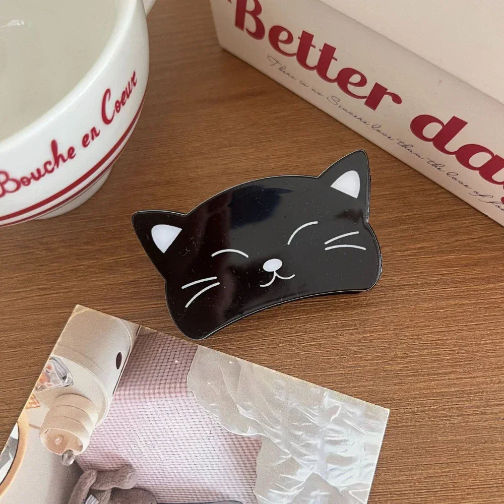 Cute Cat Face Acrylic Hair Clip (2.5 Inch) - TEVQA