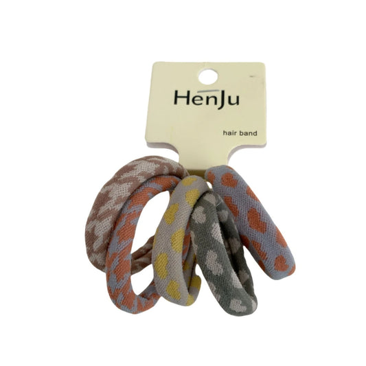 5-Pack Checkered Terry Cloth Hair Ties - Seamless Strong Hold