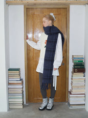 Dark Coquette Black Plaid Scarf