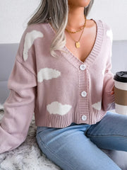 Daydream Sky Cloud Print Knit Cardigan - TEVQA