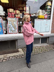 Scandi-Chic Pink High-Neck Sweater - TEVQA