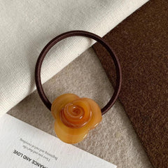 Acetate rose flower hair tie charm - View 6 | TEVQA