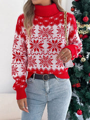 Green Fair Isle Snowflake Turtleneck Sweater - View 13 | TEVQA