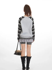 Y2K Grunge Graffiti Graphic Sweatshirt - TEVQA