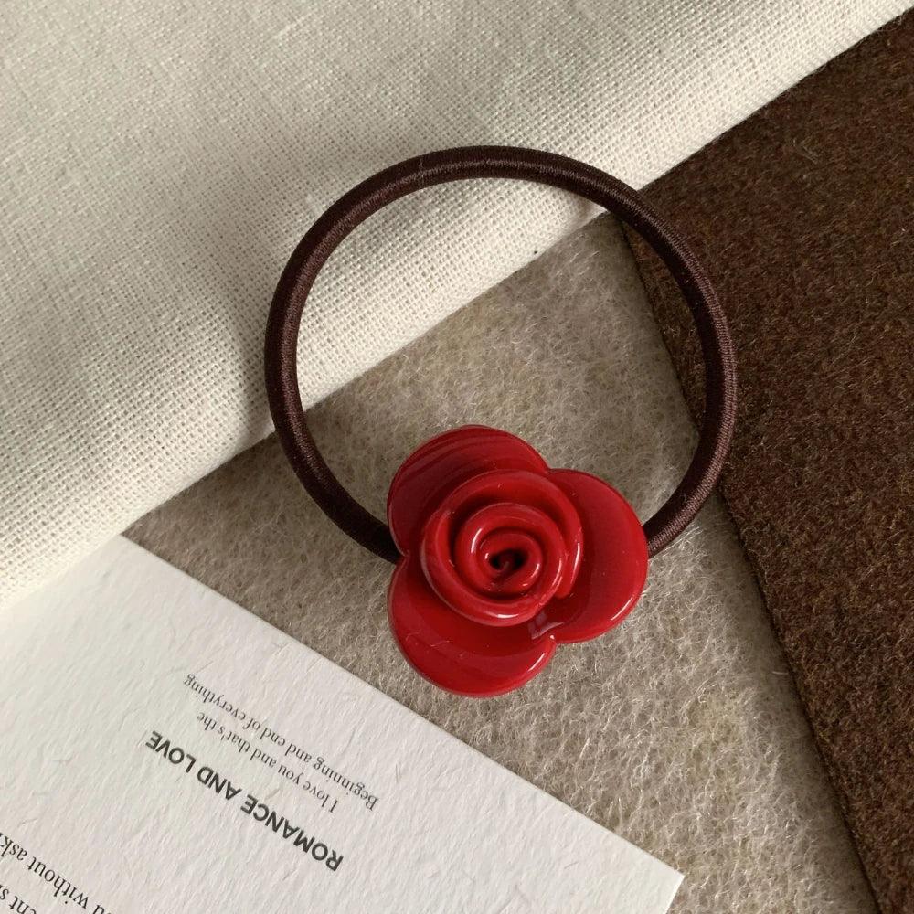 Acetate rose flower hair tie charm - View 12 | TEVQA