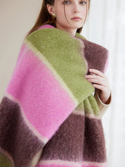 Oversized Striped Knit Scarf - View 10 | TEVQA