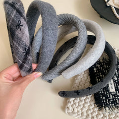 Padded Headband Collection - 1.2 Inch Grey & Black Winter Textures