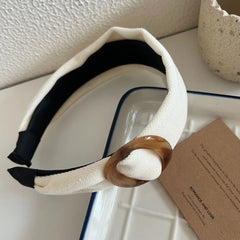 Wide Padded Headband with Tortoiseshell Buckle - 1.6 Inch