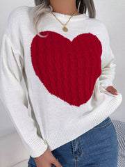 Grey and white cable knit heart sweater - View 18 | TEVQA