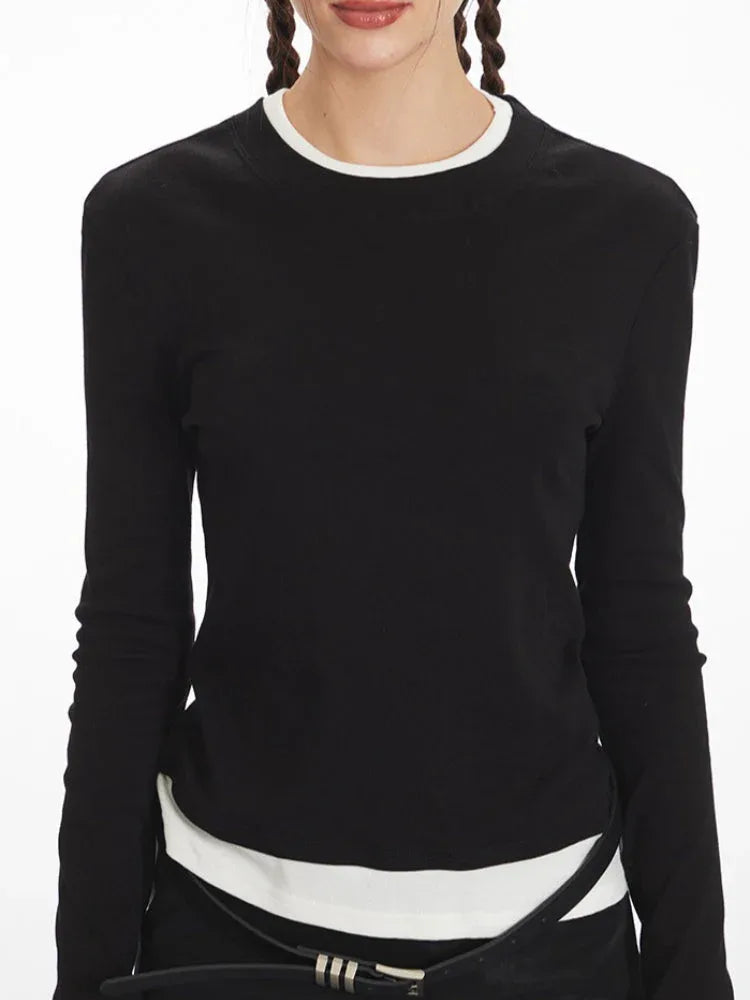 Layered knit top with contrast trim - View 6 | TEVQA