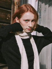 Wool Blend Cable Knit Skinny Scarf