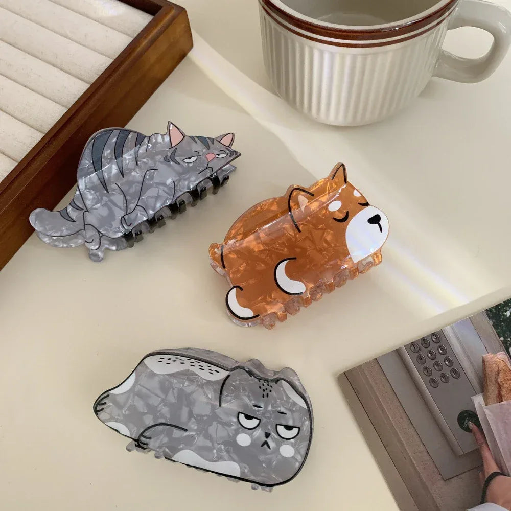 Whimsical Cartoon Animal Acetate Hair Claw (3.1 Inch) - TEVQA