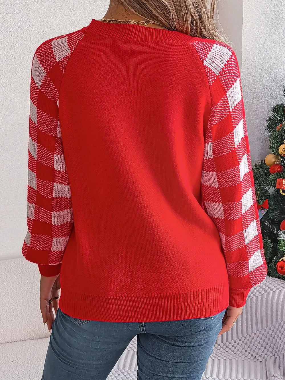 Festive Reindeer Knit Pullover Sweater - View 10 | TEVQA