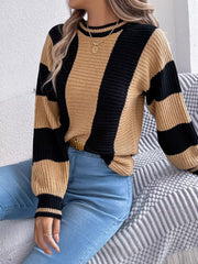 Vertical Stripe Knit Sweater - View 17 | TEVQA