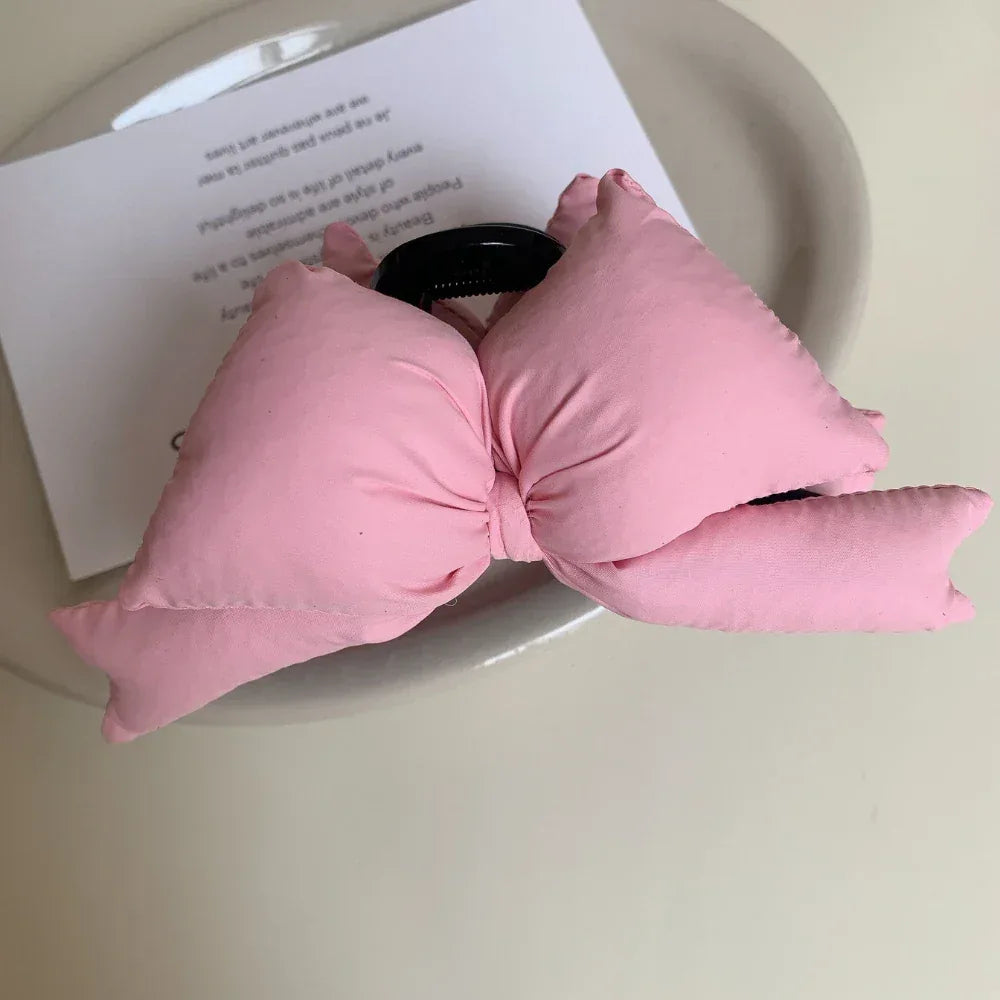 Large Padded Bow Hair Claw Clip - 5 Inch Soft Fabric Updo Clip - TEVQA