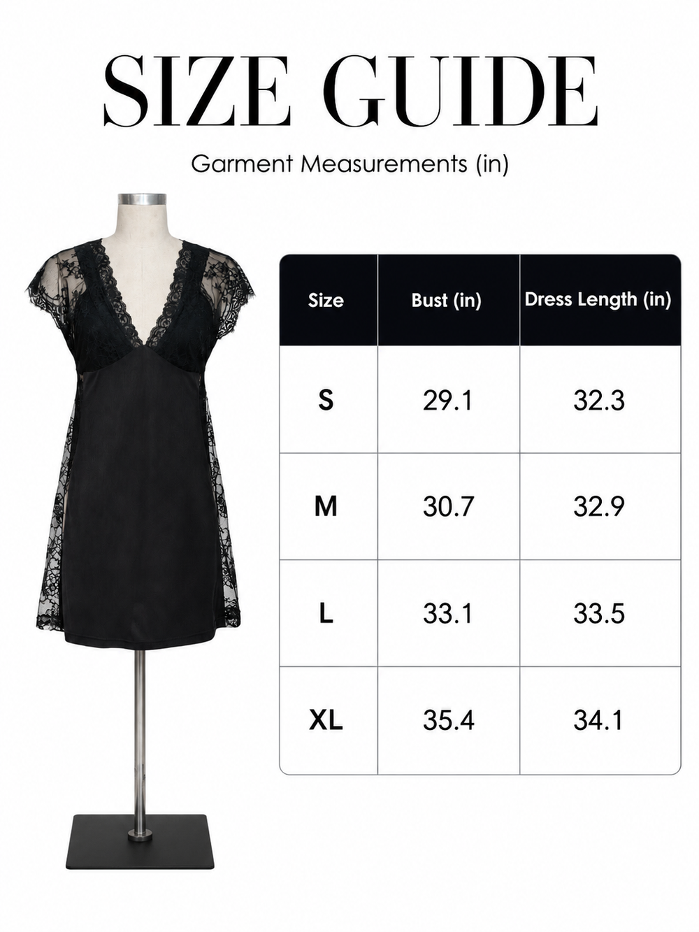 Women's black satin nightgown with V-neck and lace trim - View 8 | TEVQA