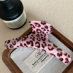 Pink leopard print acetate hair clip - View 6 | TEVQA