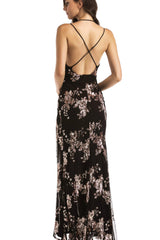 Sequin Halter Backless Split Cocktail Dress - Dress In Beauty