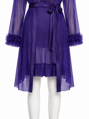 Women's pajama set with lace trim and ruffled cuffs - View 8 | TEVQA