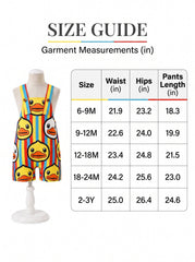 Toddler striped duck shortalls with adjustable straps - View 8 | TEVQA
