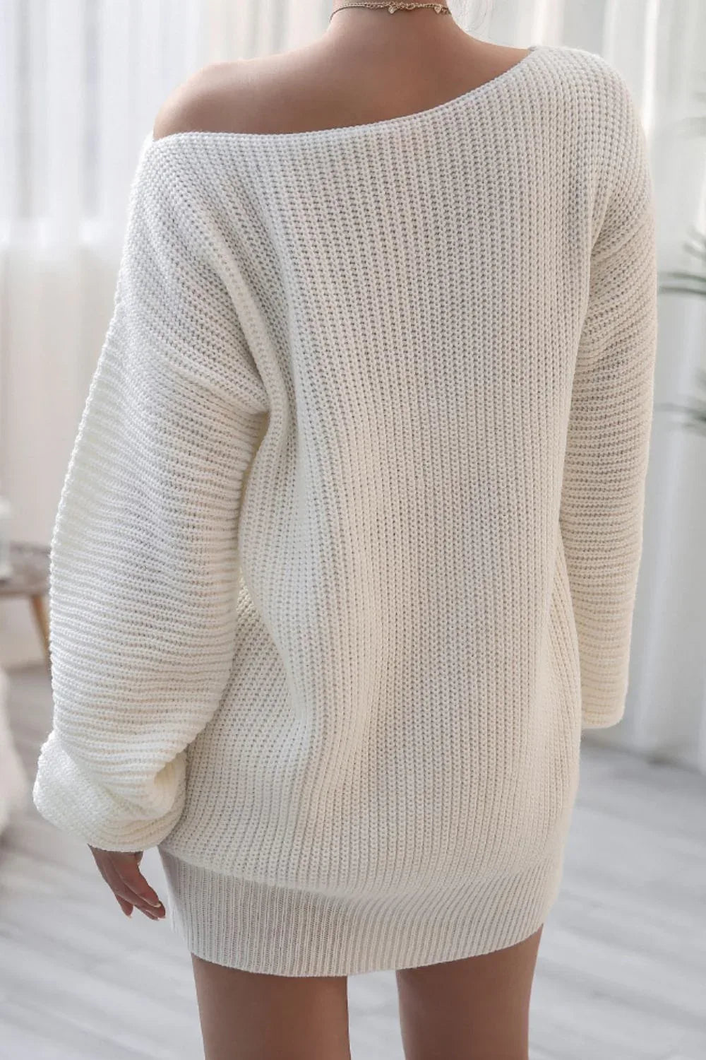 Slouchy Ribbed Knit Sweater Dress - View 9 | TEVQA