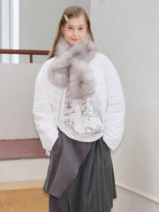 Plush Faux Fur Pull-Through Scarf Fog Grey