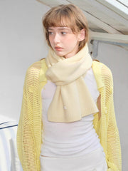 100% Australian Wool Soft Knit Scarf Cream Yellow