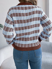 Vintage Lantern Sleeve Knit Sweater - Burgundy - TEVQA