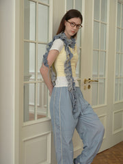 Wool Blend Spiral Ruffle Skinny Scarf