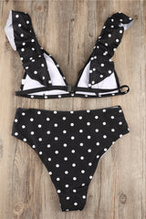 Polka Dot High Waist Ruffle Bikini - Dress In Beauty