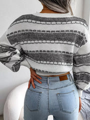 Striped Textured Knit Sweater - View 8 | TEVQA